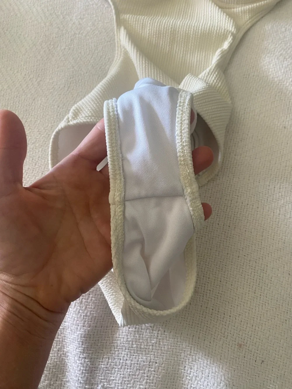 Cream Ribbed Cutout One-Piece Swimsuit with Molded Cups - Picture 7 of 8